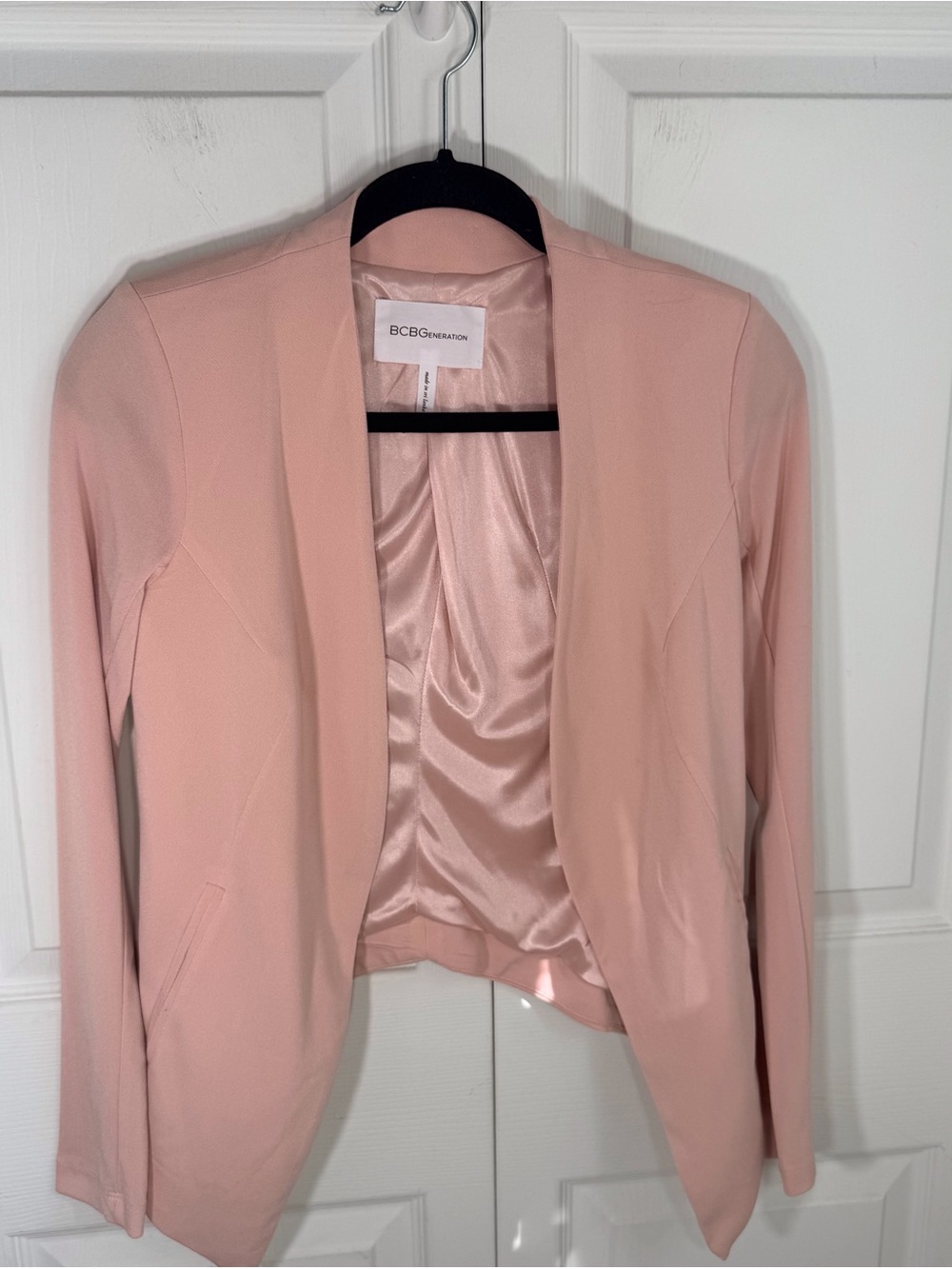 BCBG Light Pink Open Front Women's Blazer Sweater - Picture 2 of 9